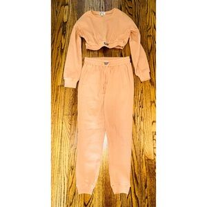 ECHT Ribbed Two Piece Set Joggers Long Sleeve Medium Camel